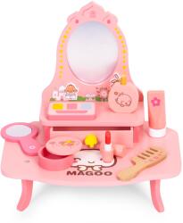 Ecotoys Masuta de toaleta copii Ecotoys, lemn, oglinda, sertar, 7 accesorii, roz