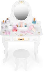Ecotoys Masuta de toaleta copii Ecotoys, lemn, accesorii si oglinda, alb