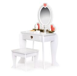 Ecotoys Masuta de toaleta Ecotoys, lemn, trusa accesorii, alb
