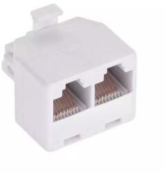  Adaptor RJ45 8p8c tata la 2x mama RJ45 alb (TEL0023-2)