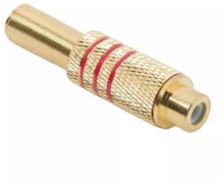  Mufa RCA mama metal aurit cablu 6mm inel rosu (05086PI)