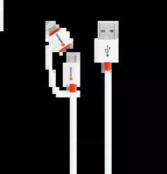 SKROSS Cablu USB Skross Essentials Line 2 in 1 cu conector micro USB - lightning alb 1m (CABLE-USB/UUSB/L-1.0WE-SKRS) - pretexpert