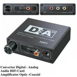  Adaptor TOSLINK RCA - 2x RCA +Jack 3.5 mm si amplificare semnal (028-178)