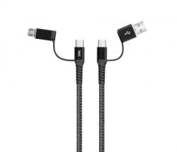 Well Cablu de date si incarcare 4in1 1m 3A Well negru (CABLE-USBC/USBC/U-1GY02-WL)