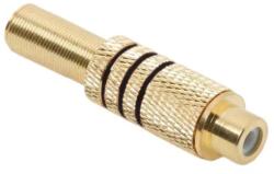  Mufa RCA mama metal aurit cablu 6mm inel negru (05086FK)