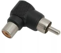  Adaptor la 90 grade RCA tata - RCA mama plastic negru (05733)
