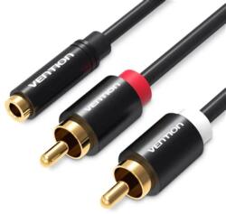 Vention Cablu Jack 3.5 mm mama - 2x RCA tata 1m aurit negru Vention VAB-R01-B100 (VAB-R01-B100) - pretexpert