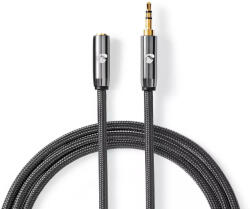 Nedis Cablu audio Jack stereo 3.5 mm tata - 3.5 mm mama Nedis 2m gri metal (CATB22050GY20) - pretexpert
