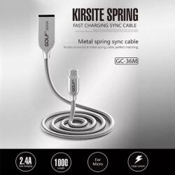 GOLF Cablu Kirsite Micro USB Golf 36M argintiu 1m 2.4A Fast Charging (GC-36MS) - pretexpert
