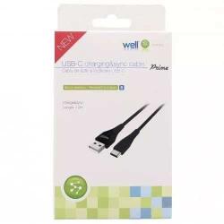 Well Cablu USB Type C tata - USB 2.0 tata 1.2m negru rezistent la indoiri Prime Well (CABLE-USB/USBC-PR1.2BK-WL) - pretexpert
