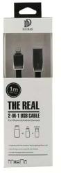 Dux Ducis Cablu USB My-Magic 2in1 Micro USB sau Lightning negru 1m plat (IUCAX21NEG) - pretexpert