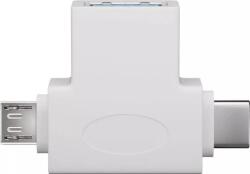 Goobay Adaptor USB 3.0 A mama la tata micro USB +USB Type C tata alb Goobay (55555) - pretexpert