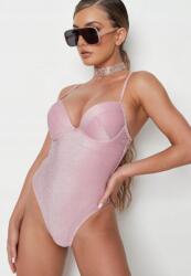 Missguided rózsaszín csillámos fürdőruha, Size 36, merevítővel, 65% poliamid