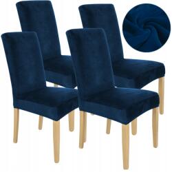 Ubieramy-meble 4 Db-os Székhuzat Szett Sötétkék Velúr Elasztán (18511)
