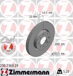 Zimmermann Frana disc Disc frana Zimmermann 230.2369. 20 - compatibil Opel, Vauxhall, Fiat (ZIMMERMANN230236920)