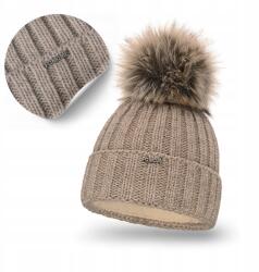 PaMaMi Női Téli Sapka, barna, akril, polár bélés, 55-58cm fejkörfogat (Modna Czapka w Kolorze Kawa z Mlekiem)