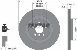 Textar 92318105 - Disc frana spate - stanga / dreapta - JAGUAR XE. XF II. XF SPORTBRAKE 2.0 - 3.0D 03.15 - - Textar-92318105 (TEXTAR92318105)