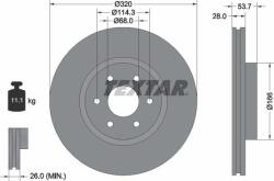 Textar 92296503 - Disc frana Fata - stanga / dreapta - fara pivot de fixare a rotii MERCEDES X 470. NISSAN NAVARA NP300. RENAULT ALASKAN 2.3D - 2.5D - 3.0D 07.05 - - Textar-92296503 (TEXTAR92296503)