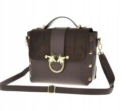 Laura Biaggi Kézitáska Postás Táska Láda Laura Biaggi Barna Velúr Csokoládé Velúr