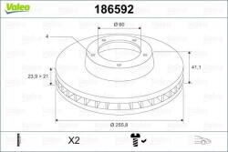 Valeo Frana disc Disc frana Valeo 186592 - compatibil Citroen, Peugeot (VALEO186592)