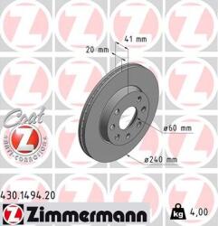 Zimmermann Frana disc Disc frana Zimmermann 430.1494. 20 - compatibil Opel, Vauxhall (ZIMMERMANN430149420)