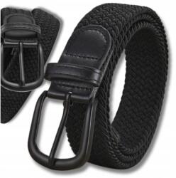 EdiBazzar Rugalmas öv, fekete, unisex, 120cm hosszú, fonott poliészter (Elastyczny męski czarny elegancki pasek)