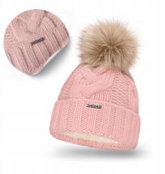 PaMaMi Női Téli Sapka, rózsaszín, polár bélés, öko-pompon, 85% akril, 15% poliamid (14537-009)