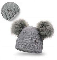 PaMaMi Női Téli Sapka, polár bélés, 85% akril, Size 55-58cm (Jasnoszara Czapka na Zimę Ciepła Pompony)