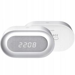  Ébresztőóra, LED éjszakai lámpa, digitális, vezeték nélküli, fehér, 1200mAh (RTV100555)
