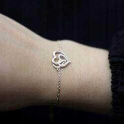 Golden Celebrity Ezüst Finom Női Karkötő Szív Strasszokkal Állítható 925 (Dla niej kobiety dziewczyny Córki nastolatki)