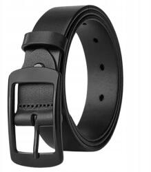  Bőr öv, fekete, fém csattal, 3cm széles, 112cm hosszú, ökológiai bőr (5905884051191)