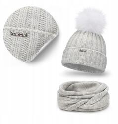 PaMaMi téli szett, sapka és kémény, 55-58cm, polár bélés, akril, pompon (Uniwersalny Zestaw Jesienno-Zimowy Ciepły)