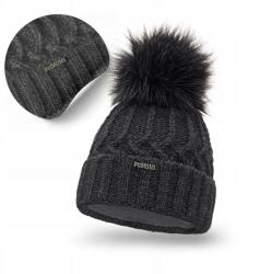 PaMaMi Női téli sapka, polár bélés, 55-58cm fejkörfogat, grafit színű (Uniwersalna Czapka Zimowa z Polarem Szara)