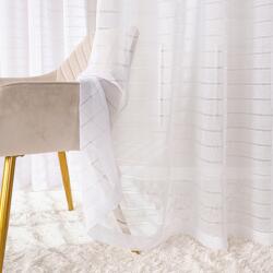 Markizeta Kész függöny, 140×250cm, fehér, ráncoló szalaggal, geometrikus minta (424088/FGT/001/140250/1)