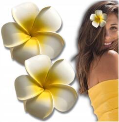 EdiBazzar 2db fehér lótusz virág hajcsat, Boho stílus, 7cm (Zestaw 2 spinek kwiat hawajski biały lotos)