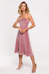 MOE Ruha, Size XXL (44), elegáns női estélyi, velúr, rózsaszín (M638-BRUDNYRÓŻ-XXL)