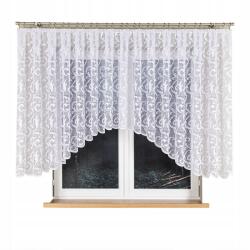 Markizeta Jacquard készfüggöny, alul kivágással, 450×135cm, LEOKADIA, fehér, klasszikus minta (73191)