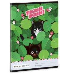 Ars Una A5-ös kockás füzet - Think Pink Leaves