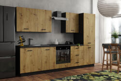 Mindigbútor Mons III. konyhabútor artisan/fekete színben - smartbutor