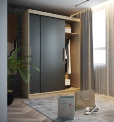 GERBOR Sara 160 cm tolóajtós gardróbszekrény sonoma/antracit - smartbutor