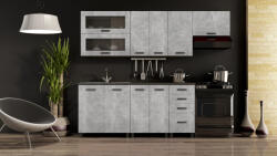Mindigbútor Anton konyhaszekrény 240cm beton színben - smartbutor