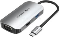 Vention USB-C -> HDMI/USB 3.0 x 3/RJ45/SD/TF/PD dokkoló (0, 15m szürke aluminum ötvözet) (TQKHB) (TQKHB)