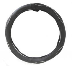 Autolife Valódi bőr kormányvédő sport KV-5057A - Black Silver (KV-5057S)