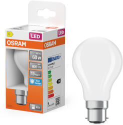 OSRAM B22d LED 5, 9W, 806 lm, 6500 K, daylight, opál üveg-60 W izzó helyett - Star Classic A (4099854469312)