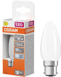 OSRAM B22d LED 3, 4W, 470 lm, 4000 K, hidegfehér, opál üveg-40 W izzó helyett - Star Classic B (4099854468032)