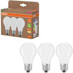 OSRAM E27 LED 7, 2W, 1521 lm, 2700 K, melegfehér, opál üveg-100 W normál izzó helyett, 3 darabos - Superstar+ Classic A (4099854348051)