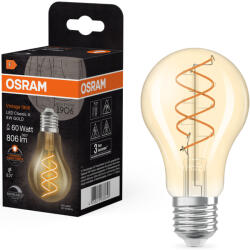 OSRAM E27 LED Vintage, 8W, 806 lm, 2200 K, candlelight, dimmelhető, arany színű színű üveg-60 W izzó helyett - Vintage 1906 Classic A60 Gold (4058075836648)