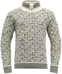 Devold Svalbard Wool Zip Neck pulóver L / fehér/szürke