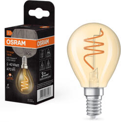 OSRAM E14 LED kisgömb, 4, 9W, 470 lm, 2200 K, candlelight, arany színű színű üveg-40 W izzó helyett - Vintage 1906 Classic P45 Gold (4058075836563)