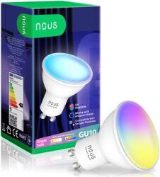 NOUS P8 Intelligens RGB LED izzó, Wi-Fi, GU10, 4, 5 W, 350 lm, Fehér + színes fény (2700-6500K), Alkalmazás vezérlés, Google Home/Amazon Alexa kompatibilis, F energiaosztály